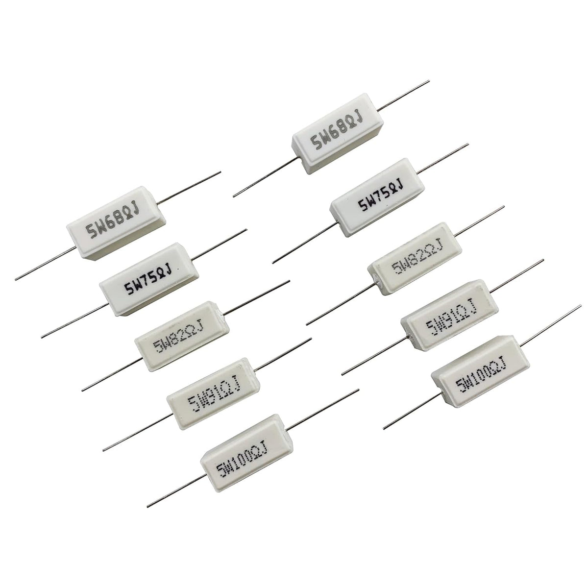 Ceramic Cement Resistor 5W ±5% Power Resistor, Wirewound Ceramic Case, 5 Watt Fixed Resistor, 0.01 Ohm to 100 Ohm