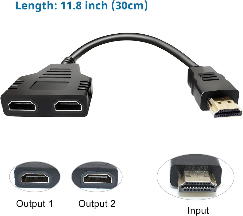 HDMI Splitter Adapter Cable - 1 in 2 Out HDMI Male to Dual HDMI Female