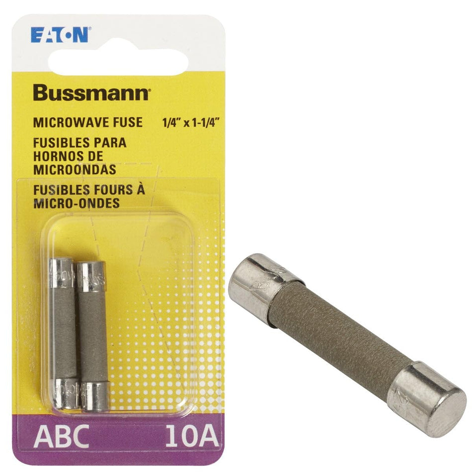 Bussmann 10a Abc Ceramic Tube Fast Acting Fuse 2-pk For Microwave Ovens, 250v