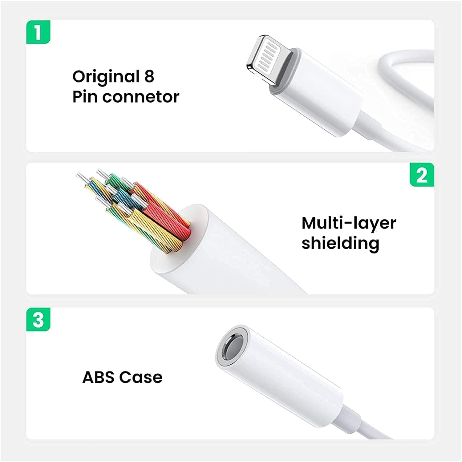Apple MFI Certified Lightning to 3.5 mm Headphone Jack Adapter for iPhone