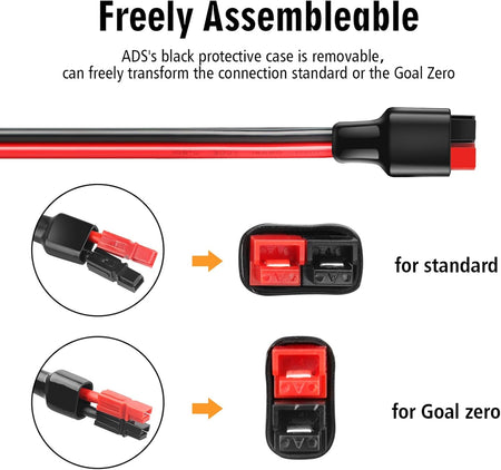 Anderson 1-to-4 Y Splitter Cable Solar Panel Parallel Connector 18.5" (1 Per Pack)