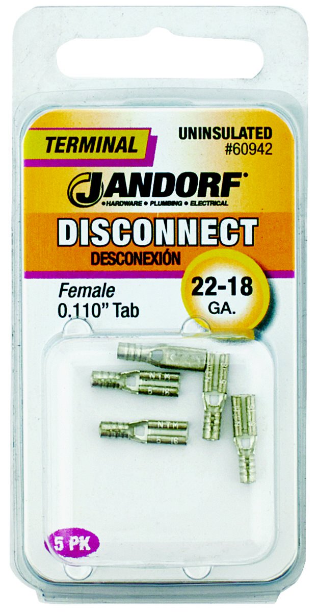JANDORF Terminal Disconnect F 22-18 Uninsulated .110 tab (5PK) 60942