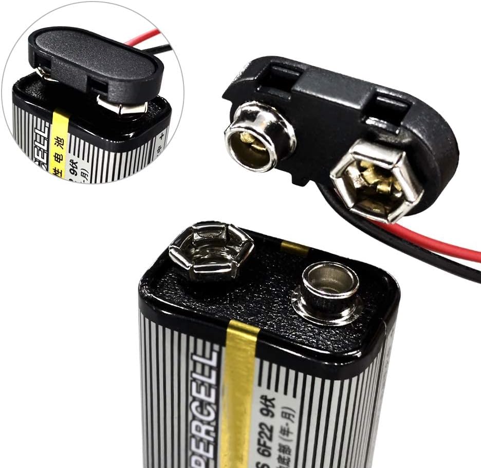 9V Battery Connector (5-Pack) – T-Type Hard Shell Buckle Clip