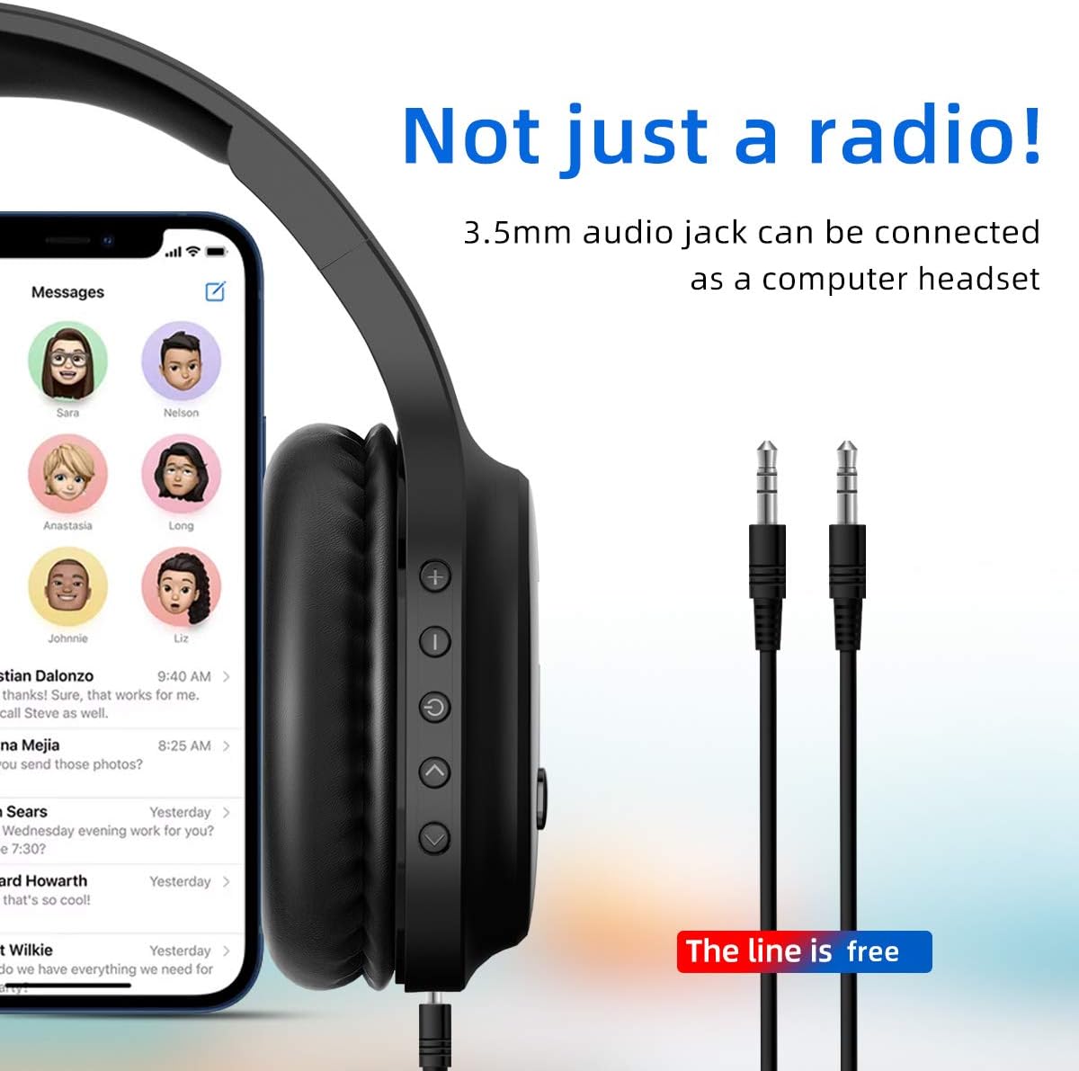 Rechargeable Portable FM Radio Headphones – Wireless Headset with Ear Muffs & Built-In FM Receiver