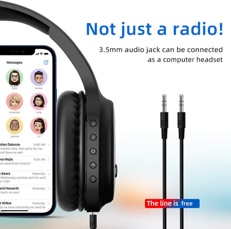 Rechargeable Portable FM Radio Headphones – Wireless Headset with Ear Muffs & Built-In FM Receiver