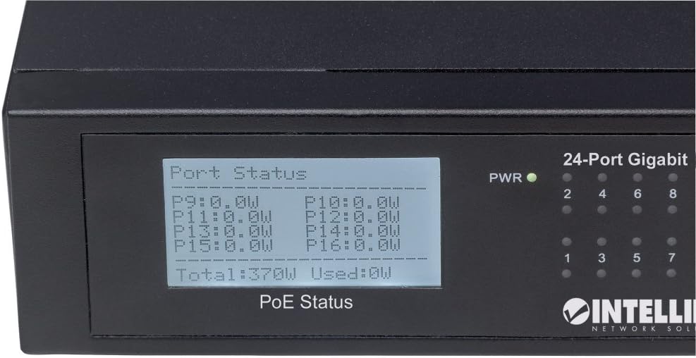 Intellinet 24-Port Gigabit PoE+ Switch with LCD