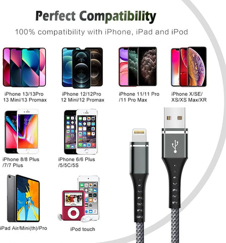 iPhone Lightning Cable 3FT Fast Charger – 1-Pack (Random Color)