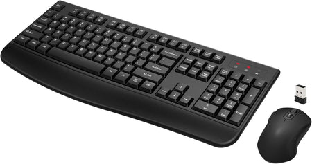 Model# KBM-2400, full-size wireless keyboard and mouse