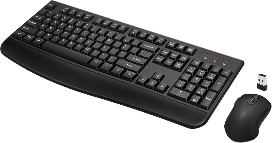 Model# KBM-2400, full-size wireless keyboard and mouse
