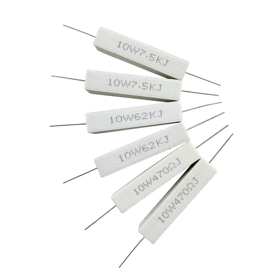 Cement Resistor 10W Resistance 10 Watt ±5% Power Resistors (100 Ohm - 100K Ohm)
