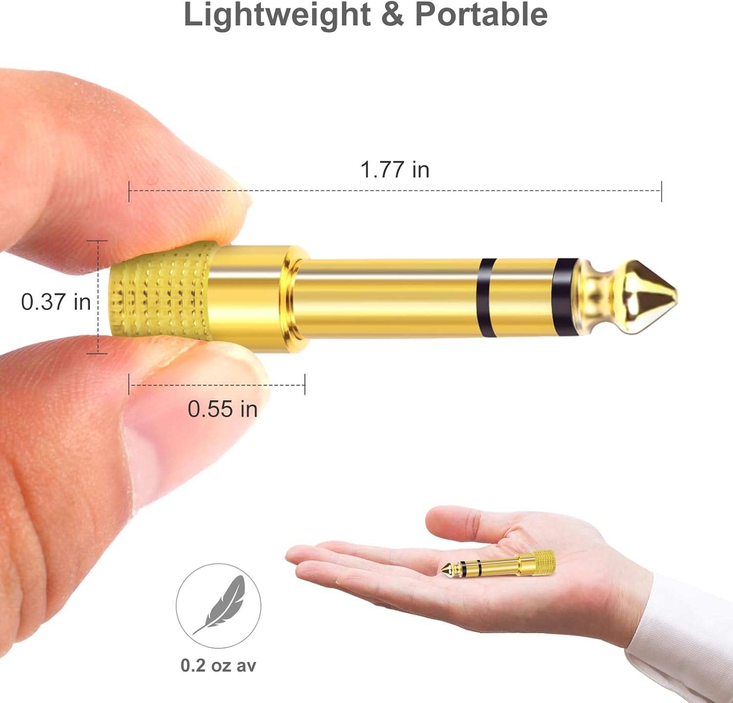 3.5mm to 1/4" Stereo Audio Adapter Gold Plated