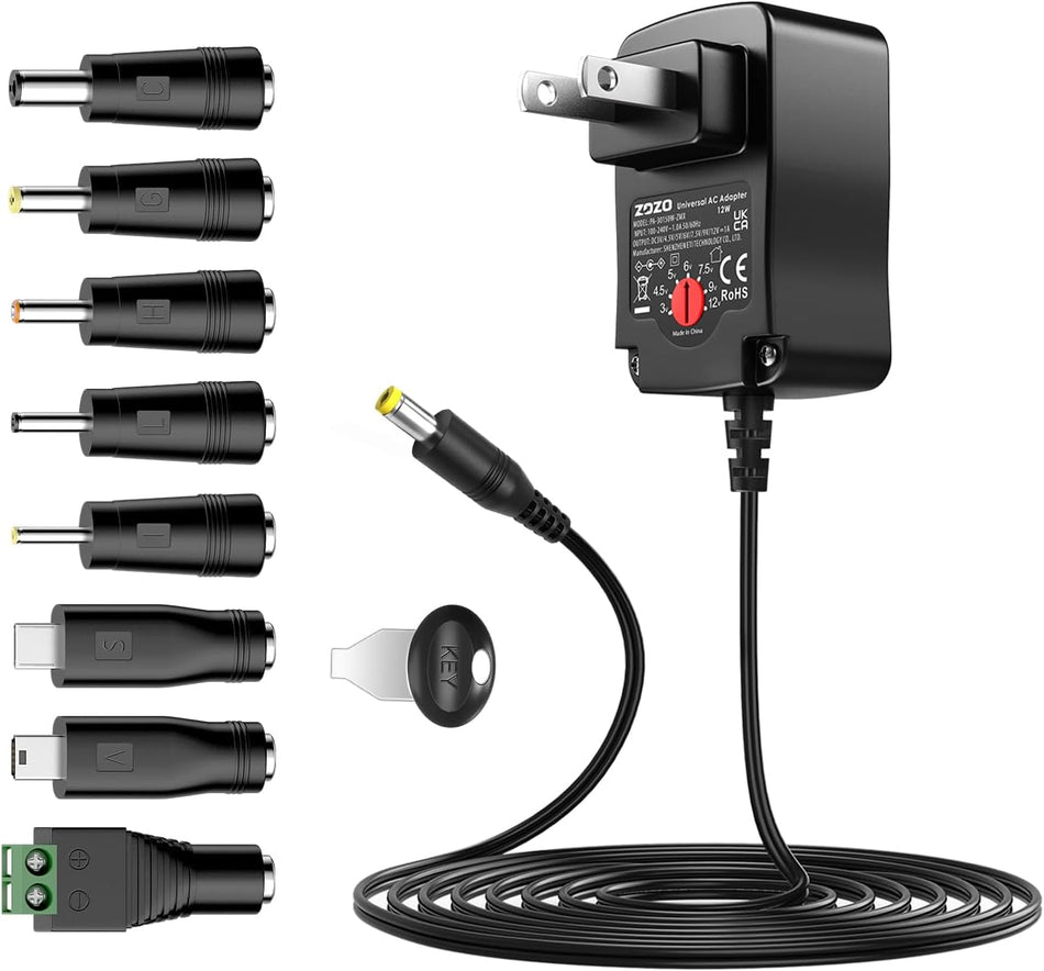 ZOZO Universal AC/DC Adapter 12W Switching Power Cord