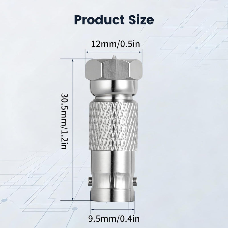 BNC to F Type Adapter, F Male to BNC Female Adapter Coax Connector