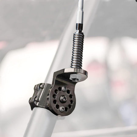 Adjustable CB Antenna Mount with Spring Mounting Base Flag Bracket for 1 3/4” to 1 7/8” Roll Cage Compatible with 2017-2019 Can-Am Maverick