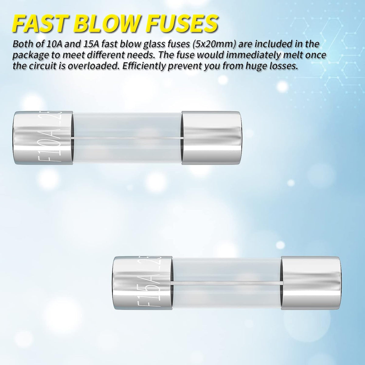 Panel Mount Fuse Holder 5x20mm with 10A/15A Fuses – Pre-Wired