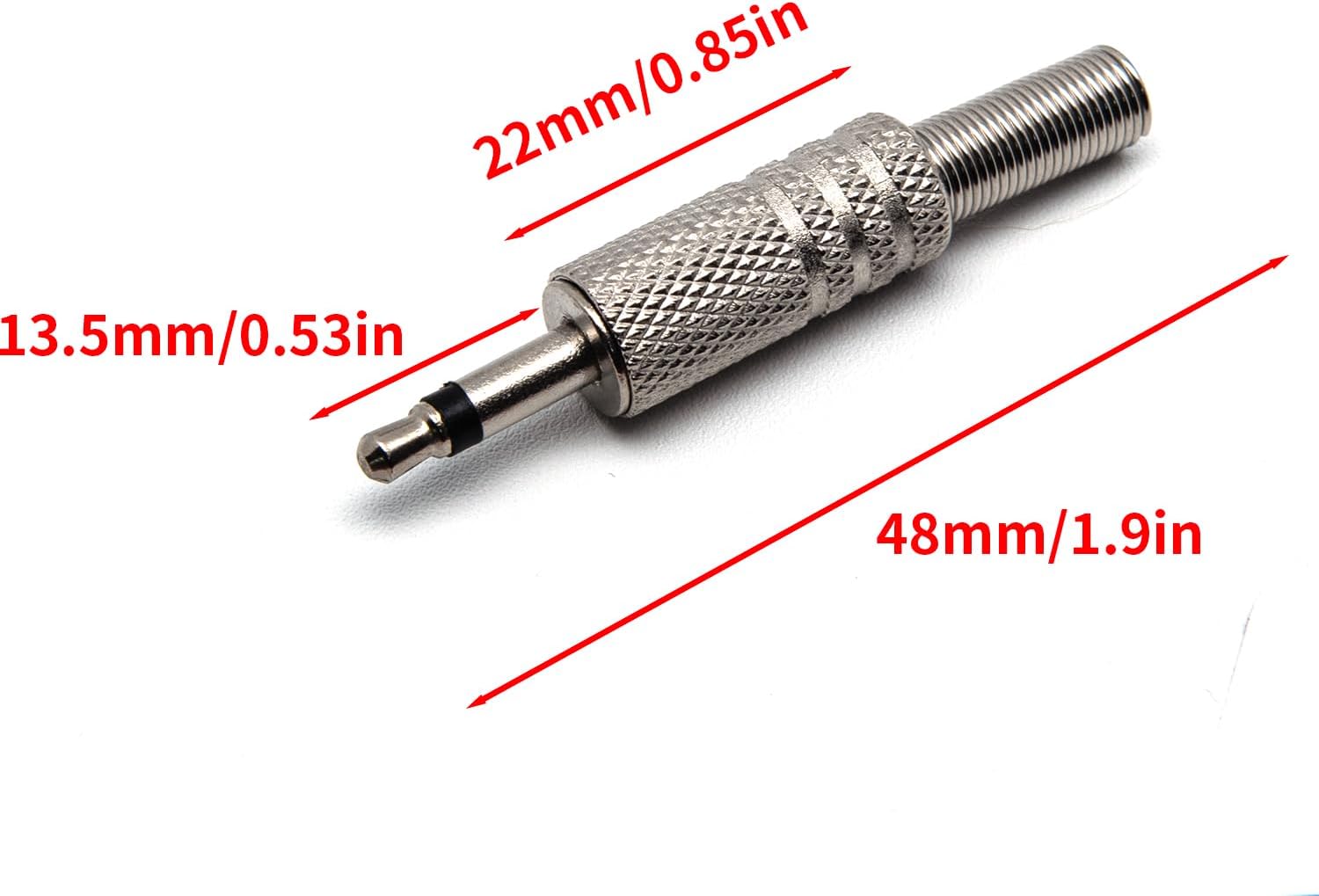 3.5mm Mono Plug Metal 1/8" Male Jack Audio Connector – Solder Type (1 Per Pack)