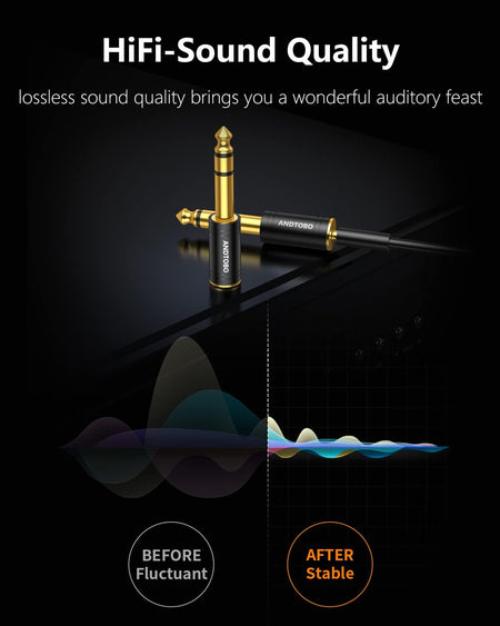1/4 in (6.35mm) Male to 1/8 in (3.5mm) Female Stereo Audio Adapter