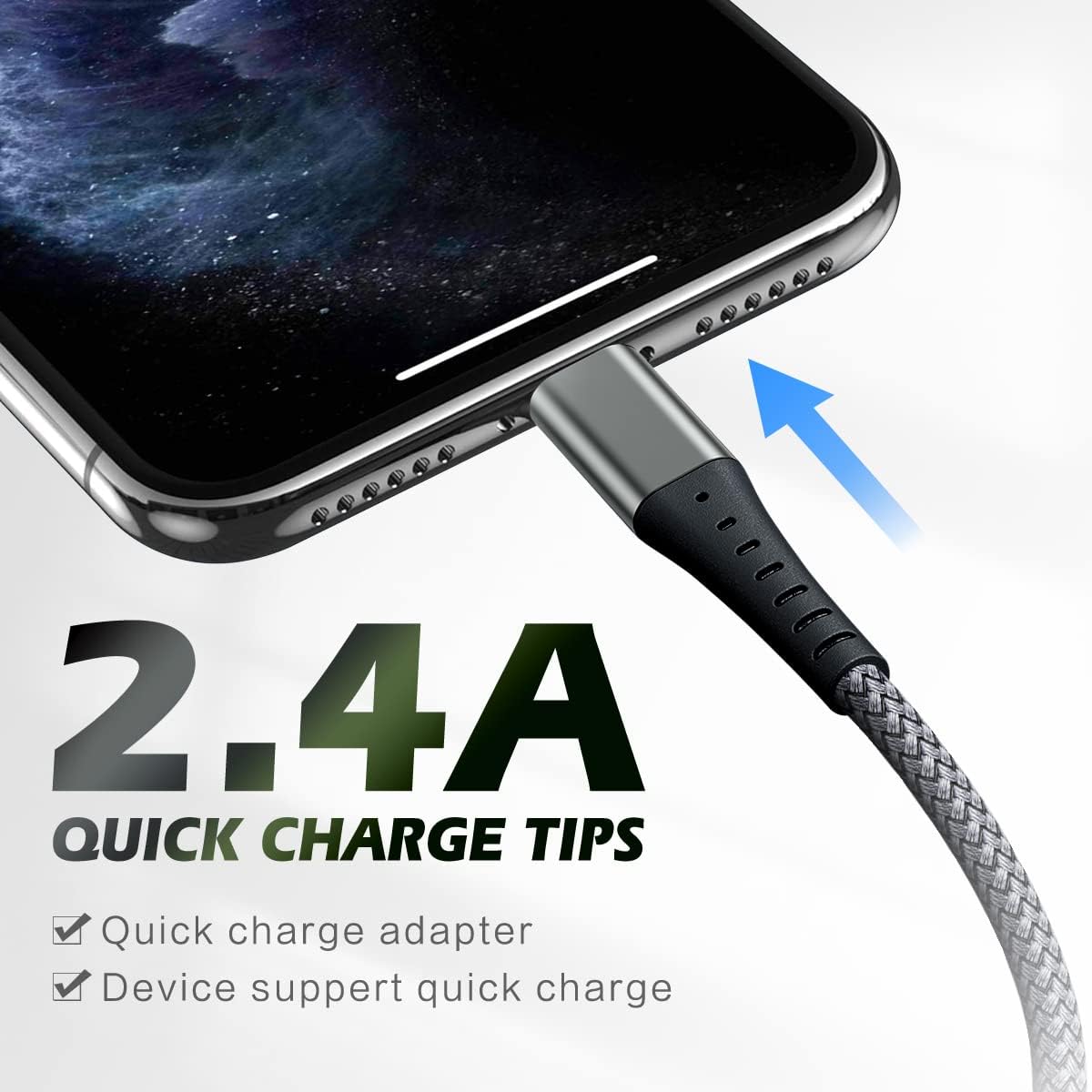 iPhone Lightning Cable 3FT Fast Charger – 1-Pack (Random Color)