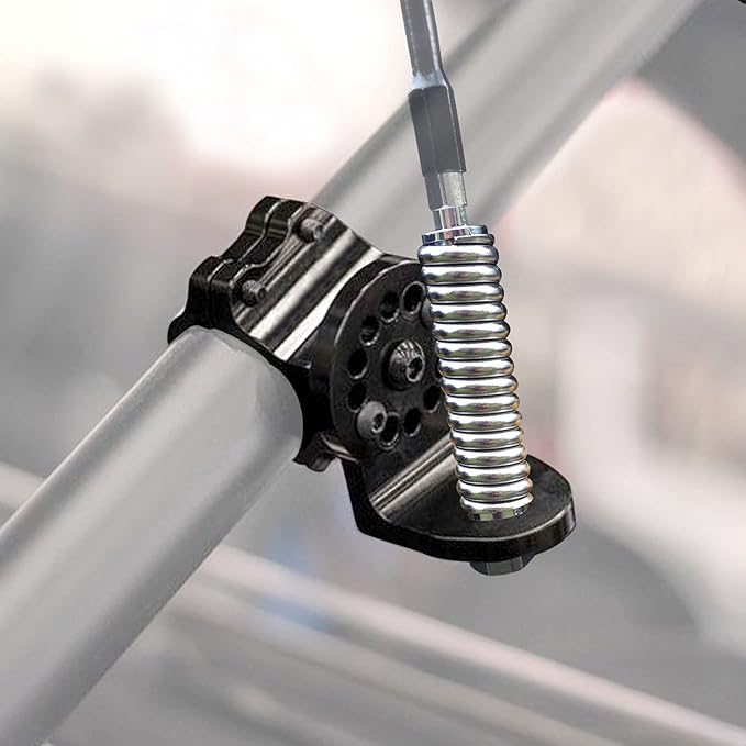 Adjustable CB Antenna Mount with Spring Mounting Base Flag Bracket for 1 3/4” to 1 7/8” Roll Cage Compatible with 2017-2019 Can-Am Maverick