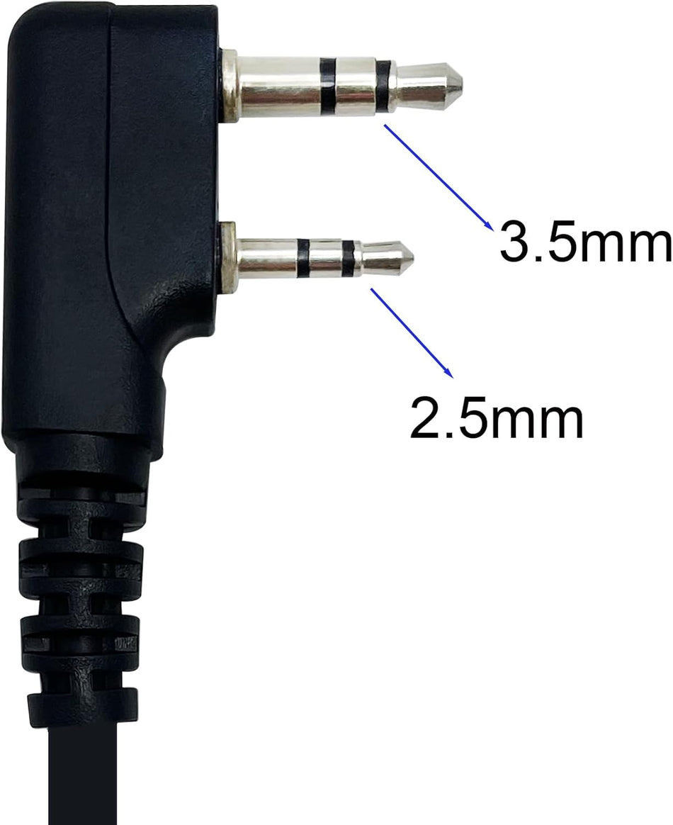 Walkie Talkie Earpiece – 2-Pin Covert Acoustic Tube with Mic & PTT for Baofeng, Kenwood, Retevis