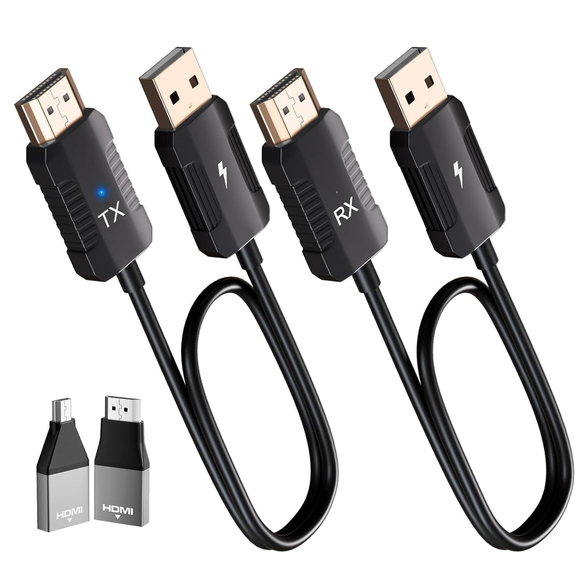 Wireless HDMI Transmitter & Receiver Kit, 4K Decode / 1080P Output, Plug & Play HDMI Extender, 2.4G/5G Wireless Video & Audio Streaming for Laptop, PC, TV Box, Monitor & Projector – Black