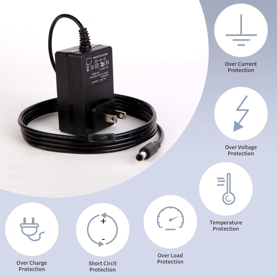 6V 1A DC Power Supply Adapter – 1000mA Wall Charger, 5.5mm x 2.1mm / 2.5mm Plug