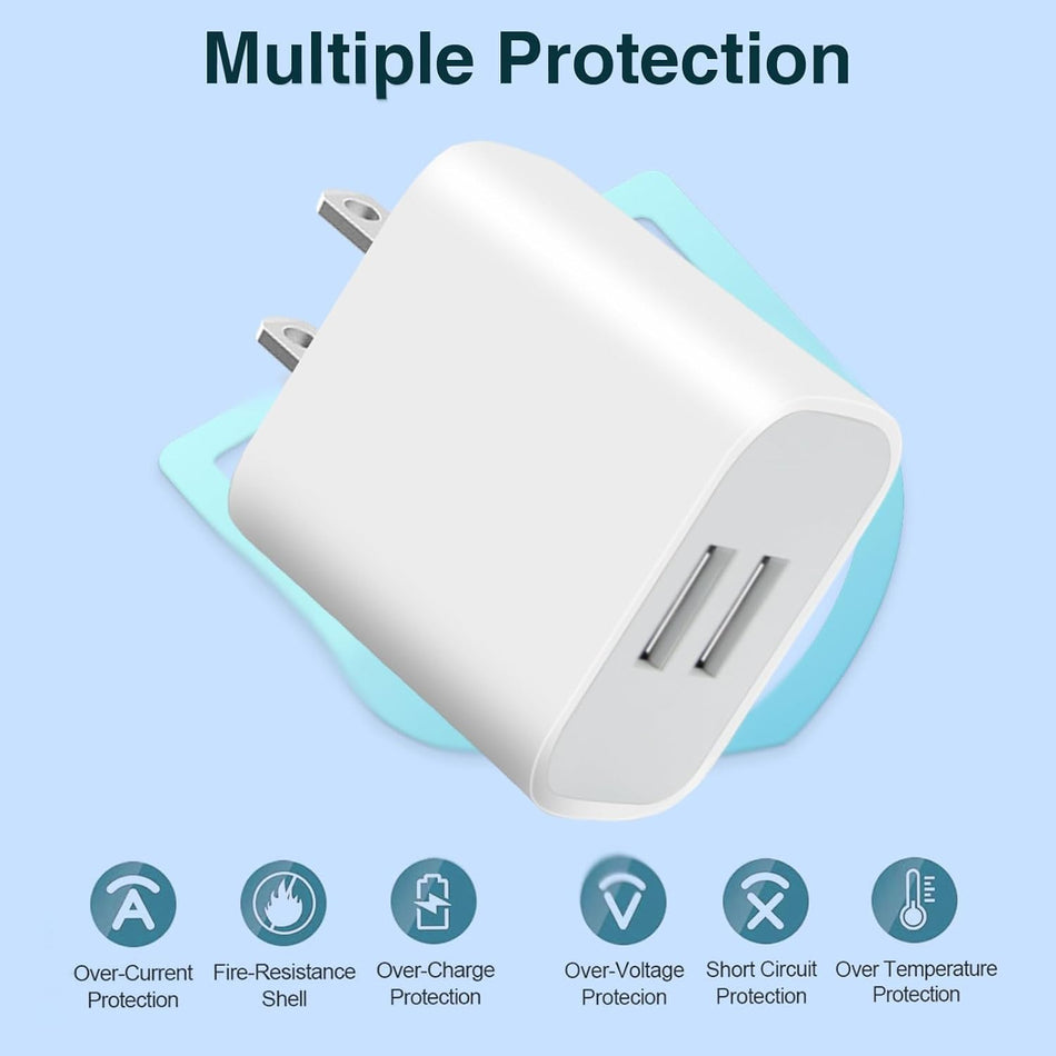 2.4-Amp Dual USB Wall Charger (White)