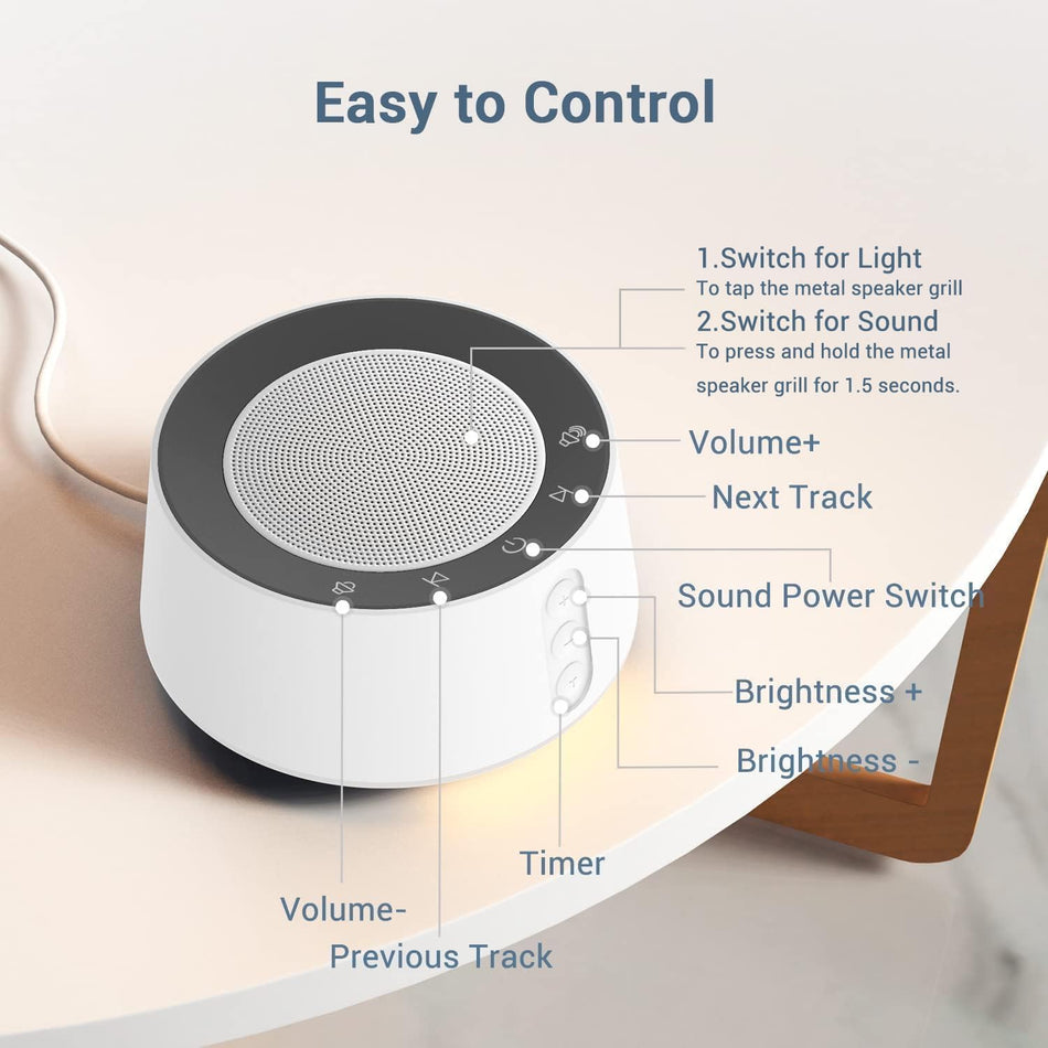 BGOVERSS White Noise Sound Machine – 20 Soothing Sounds, Color Night Light, Sleep Aid for Baby, Kids & Adults