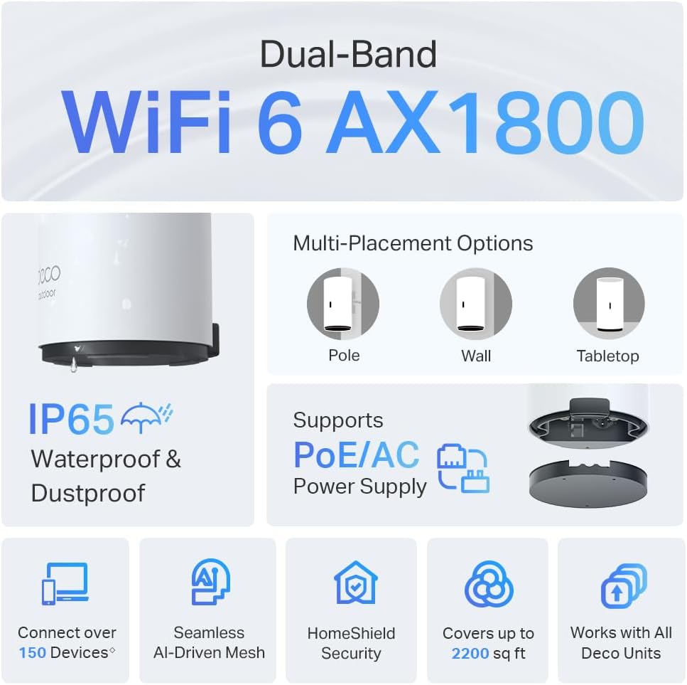TP-Link Deco X20-Outdoor AX1800 Mesh WiFi 6 Extender