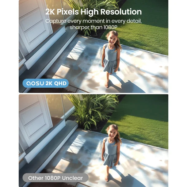 aosu 2K QHD 3.0-MP Outdoor Dual-Band WirelessCam System – 2-Camera Kit with 4-Channel Home Station Recorder