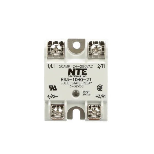 NTE Electronics, Inc. RS3-1D40-21 Relay, Power, 34 mA (Max.), 24 VDC, Solid State, Panel Mount, 3 to 32 VDC