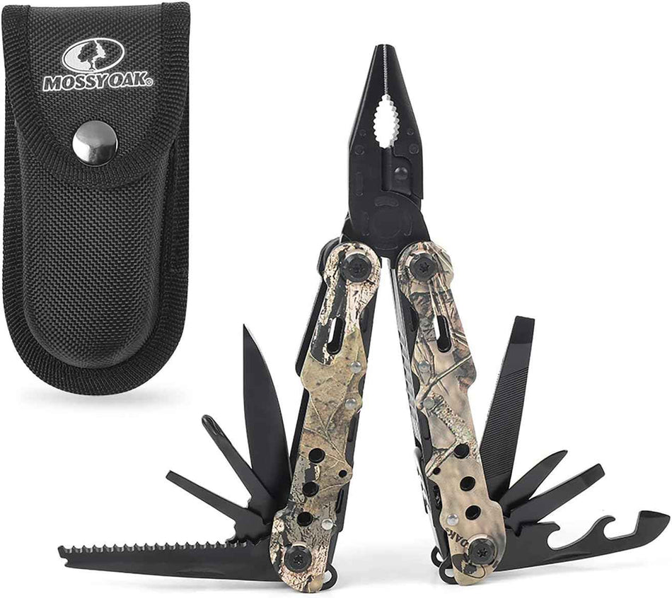MOSSY OAK 13-in-1 Multitool Pliers with Pocket Knife & Sheath