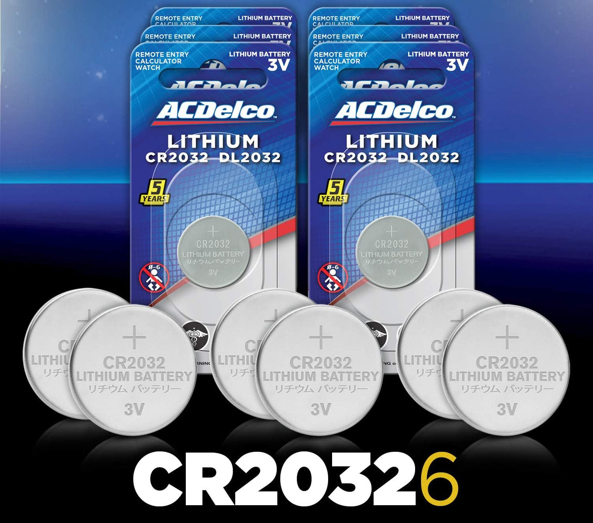 ACDelco CR2032 3V Lithium Coin Cell Batteries 6-Pack
