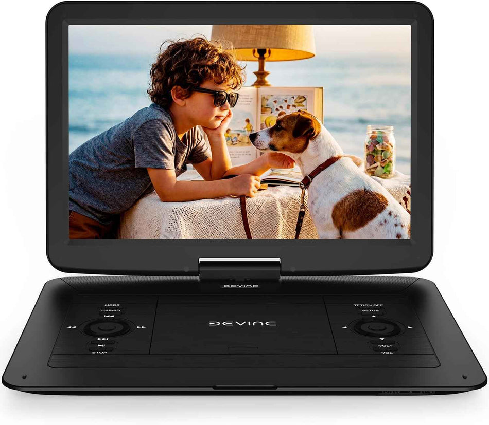 17.5-Inch Portable DVD Player for Kids and Seniors – 14.1-Inch HD Swivel Screen