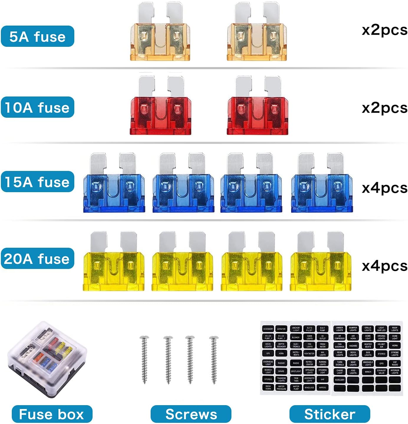 6 Way 12V Blade Fuse Block with LED Indicator & Cover