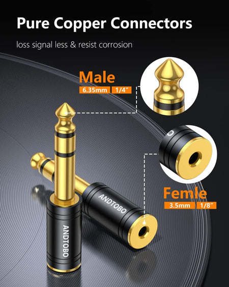 1/4 in (6.35mm) Male to 1/8 in (3.5mm) Female Stereo Audio Adapter