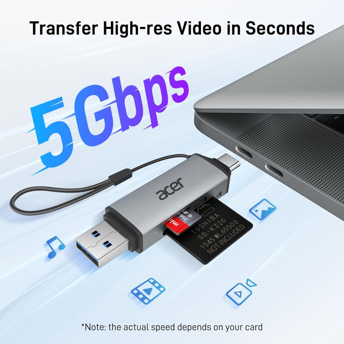 Acer USB-C/USB-A SD Card Reader Dual Slot 5Gbps
