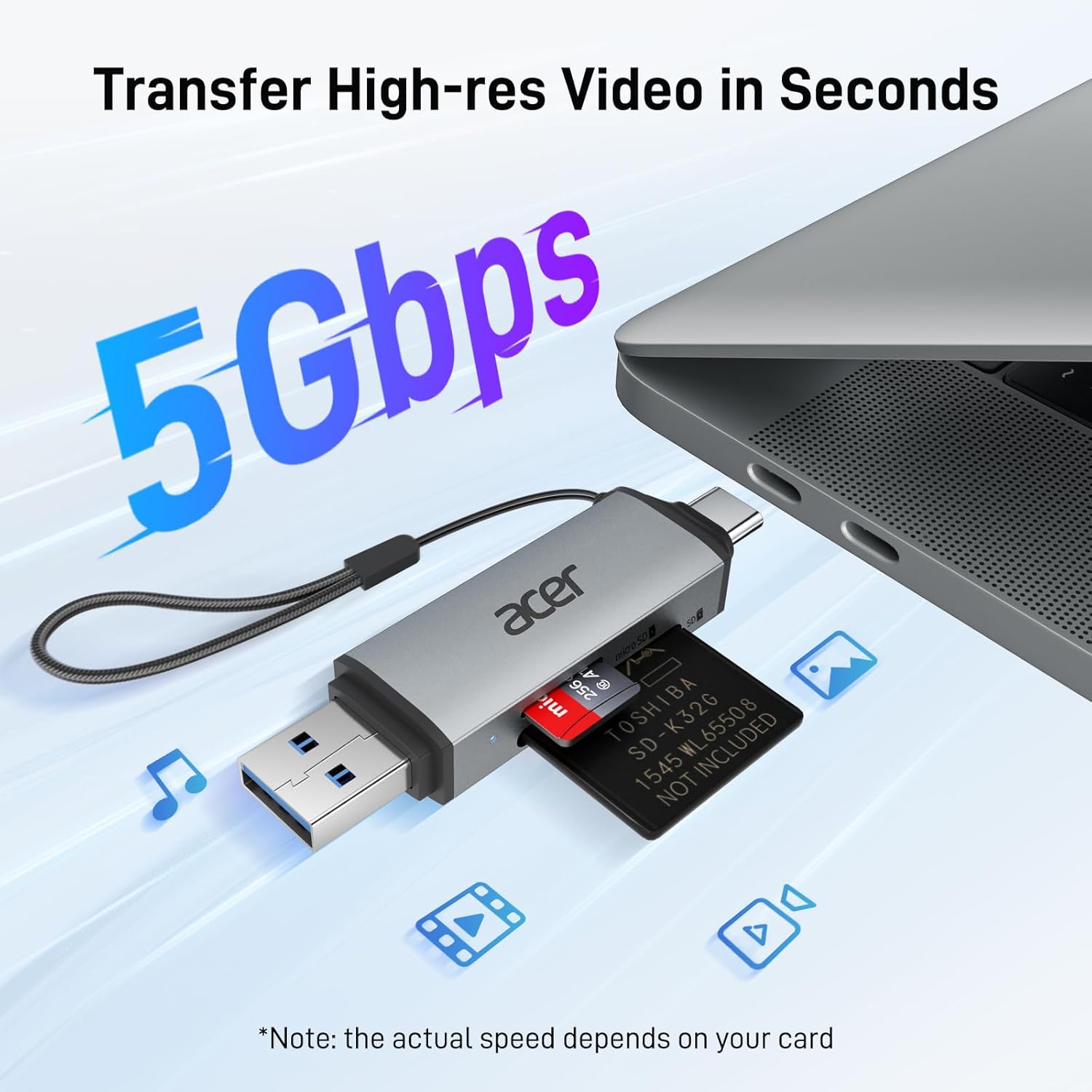 Acer USB-C/USB-A SD Card Reader Dual Slot 5Gbps
