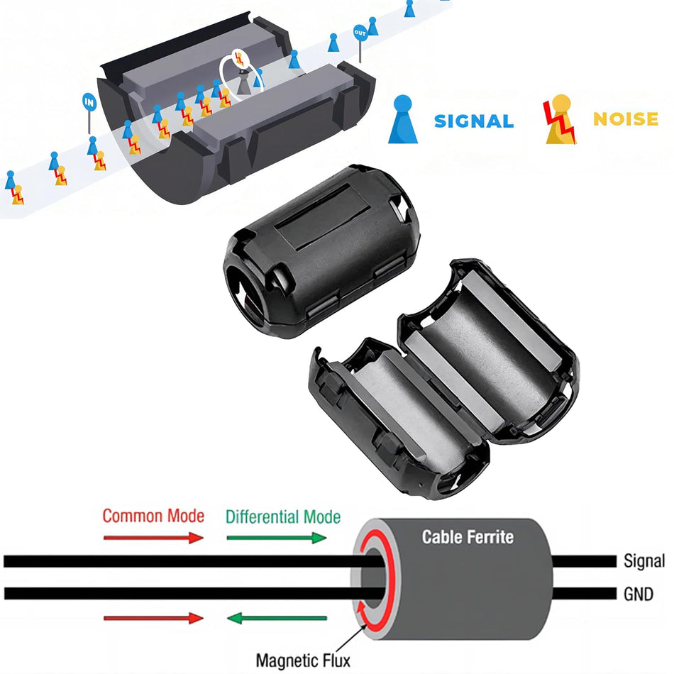 Clip-On Ferrite Core Choke 7mm Noise Suppressor
