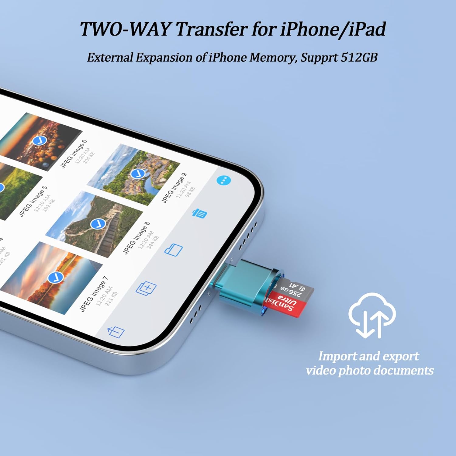 Micro SD Card Reader for iPhone (MFi Certified) – Lightning to TF Adapter for iPad, Supports iOS 13+, exFAT/FAT32 Memory Expansion