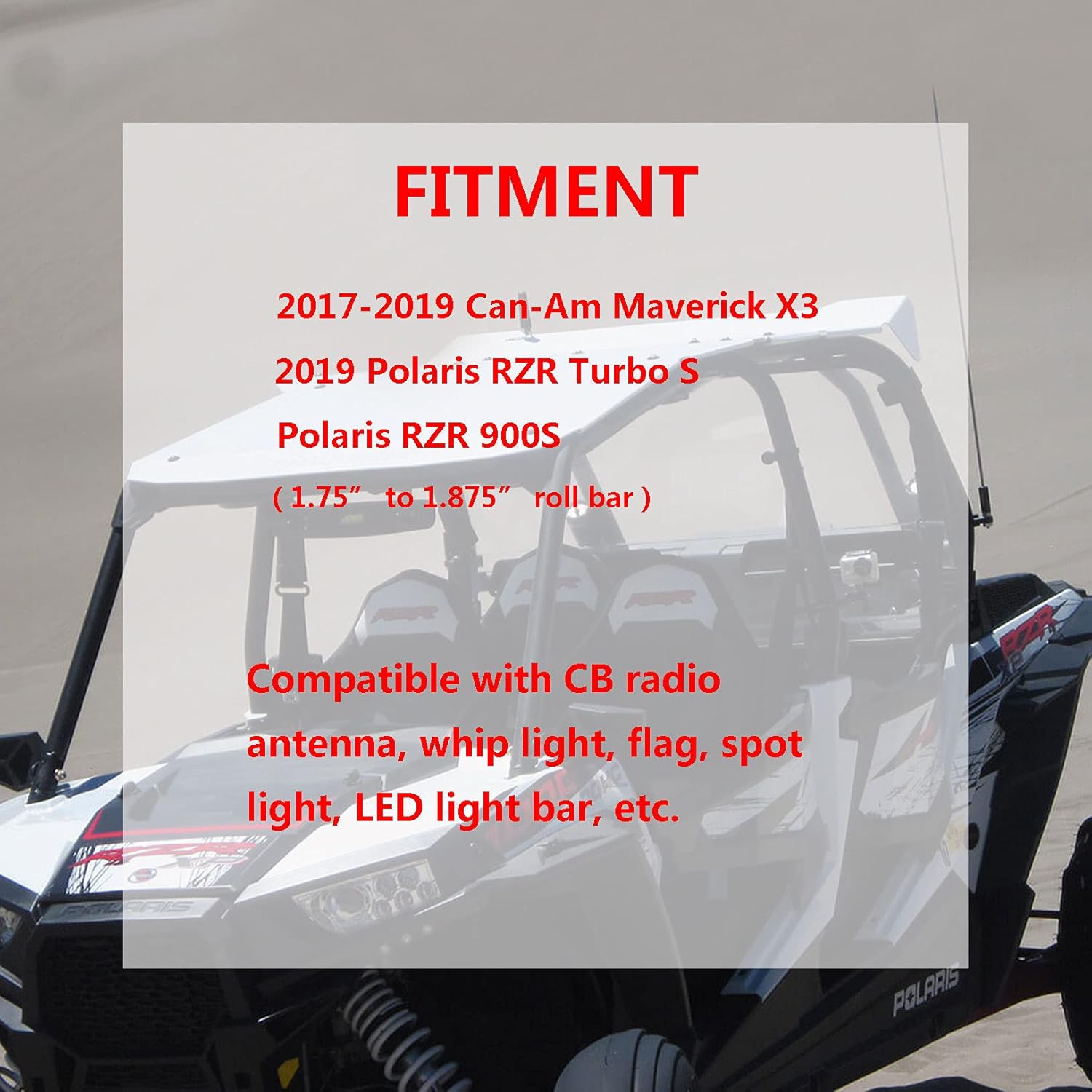 Adjustable CB Antenna Mount with Spring Mounting Base Flag Bracket for 1 3/4” to 1 7/8” Roll Cage Compatible with 2017-2019 Can-Am Maverick