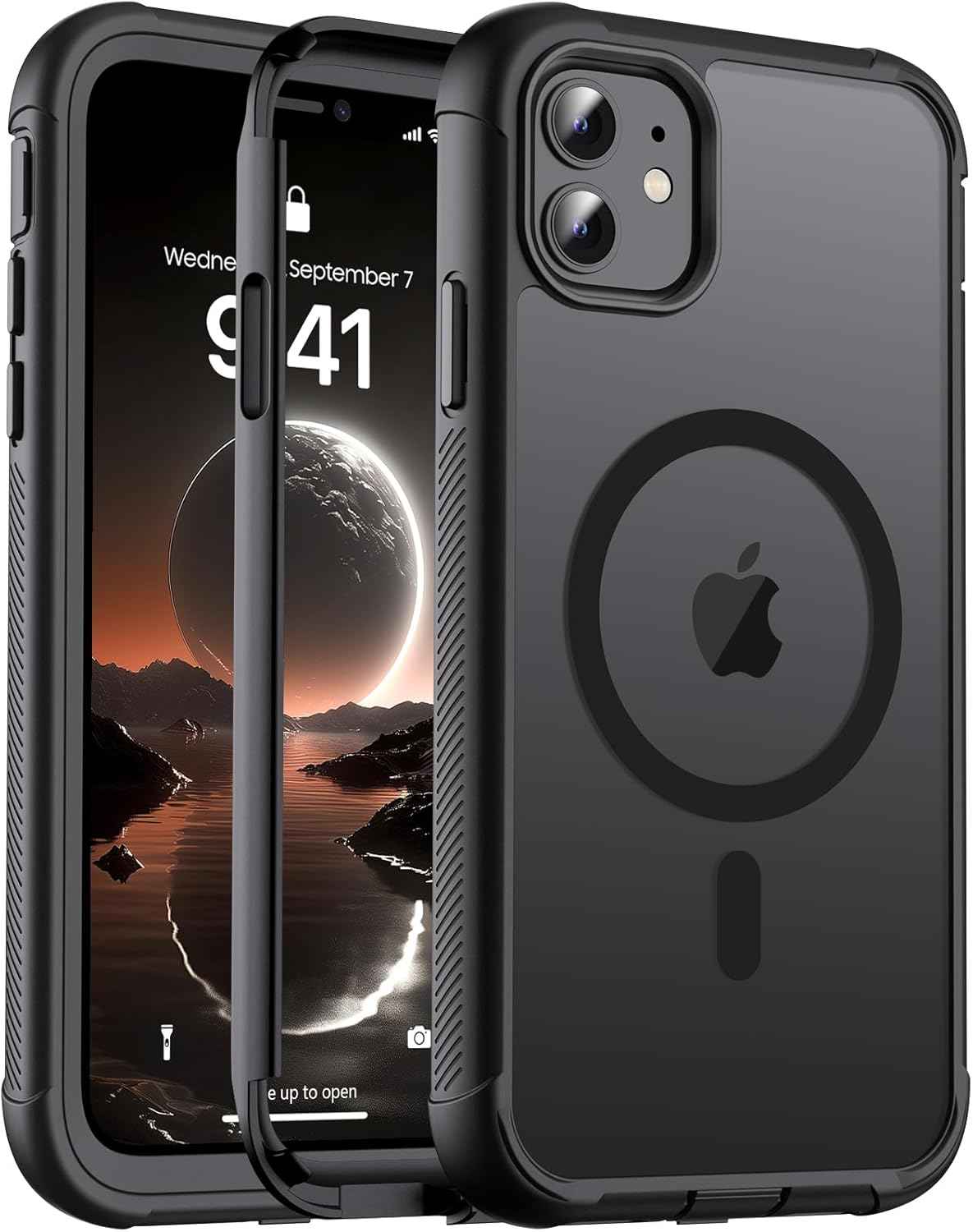 Jaroco Magnetic Case for iPhone 11 | MagSafe Compatible Military Grade Shockproof Case Black