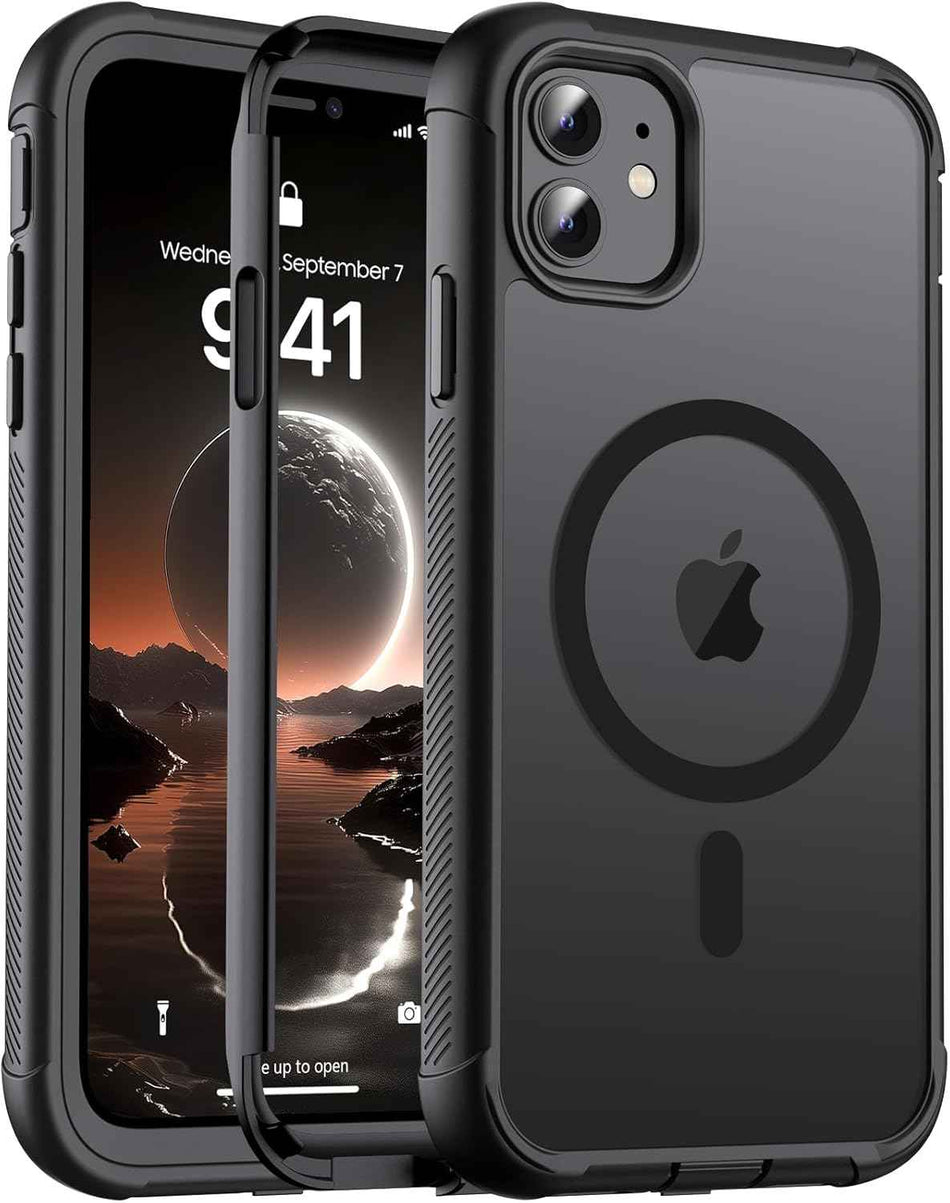Jaroco Magnetic Case for iPhone 11 | MagSafe Compatible Military Grade Shockproof Case Black