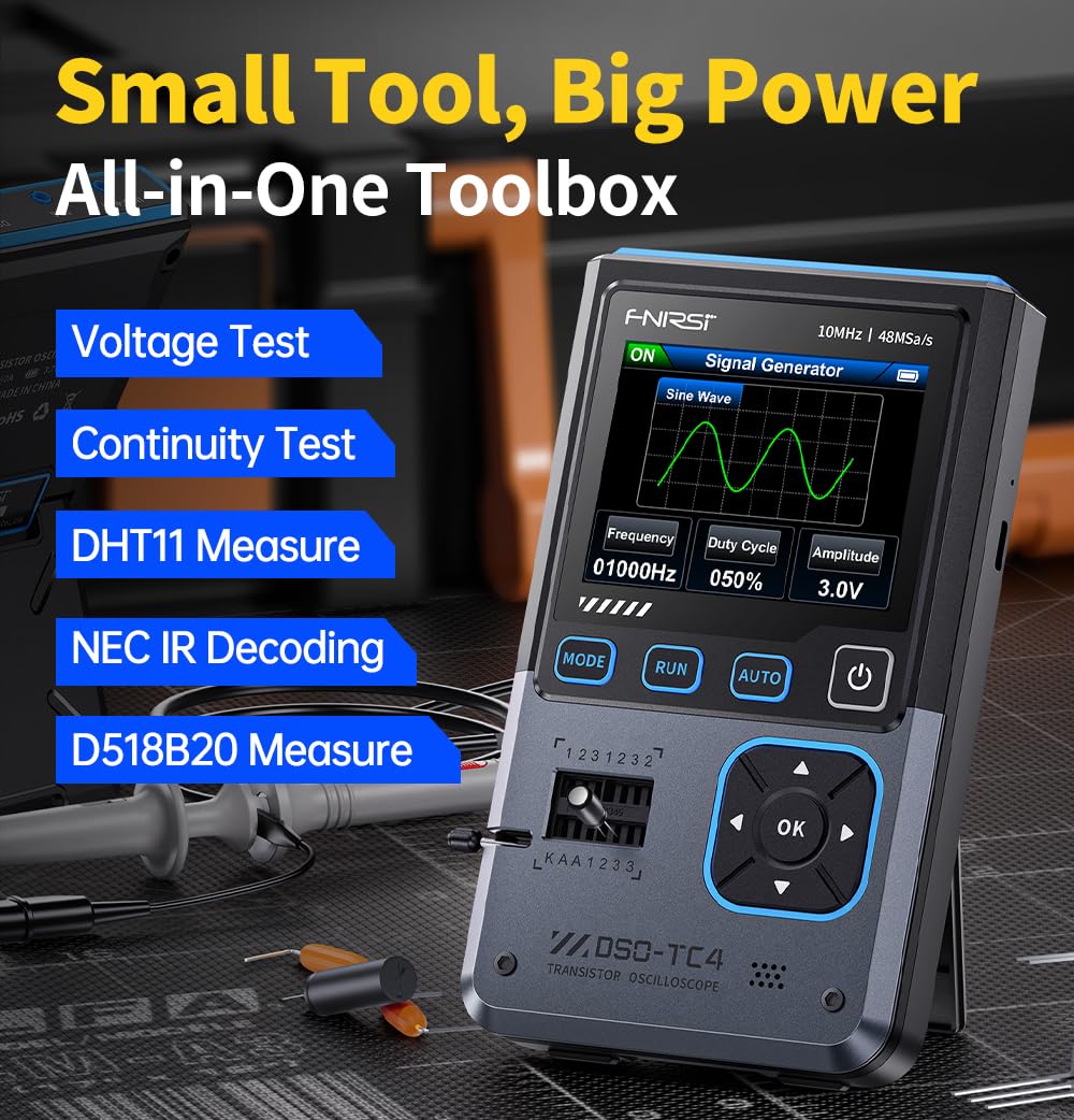 FNRSI DSO-TC4 3-in-1 Digital Oscilloscope/Transistor Tester/Signal Generator