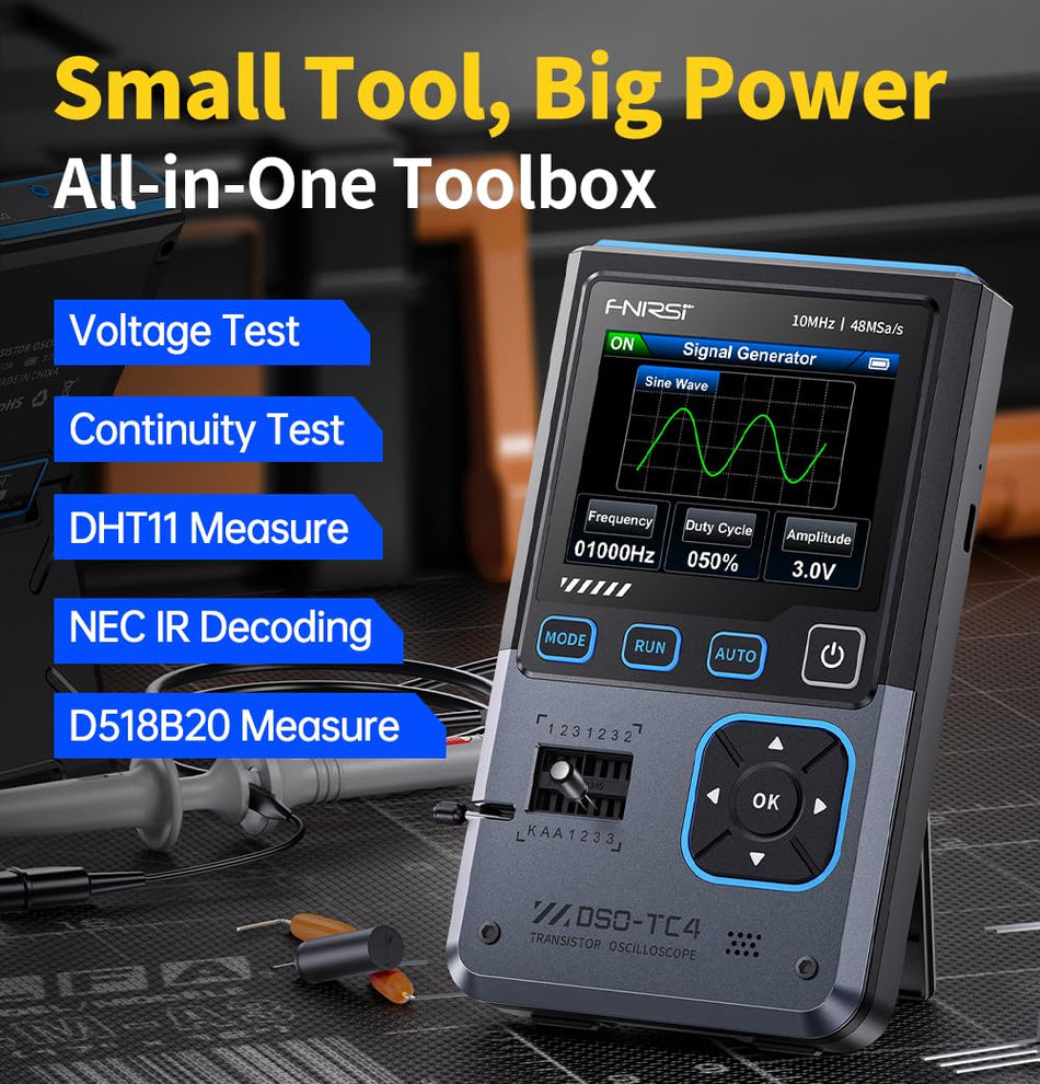 FNRSI DSO-TC4 3-in-1 Digital Oscilloscope/Transistor Tester/Signal Generator