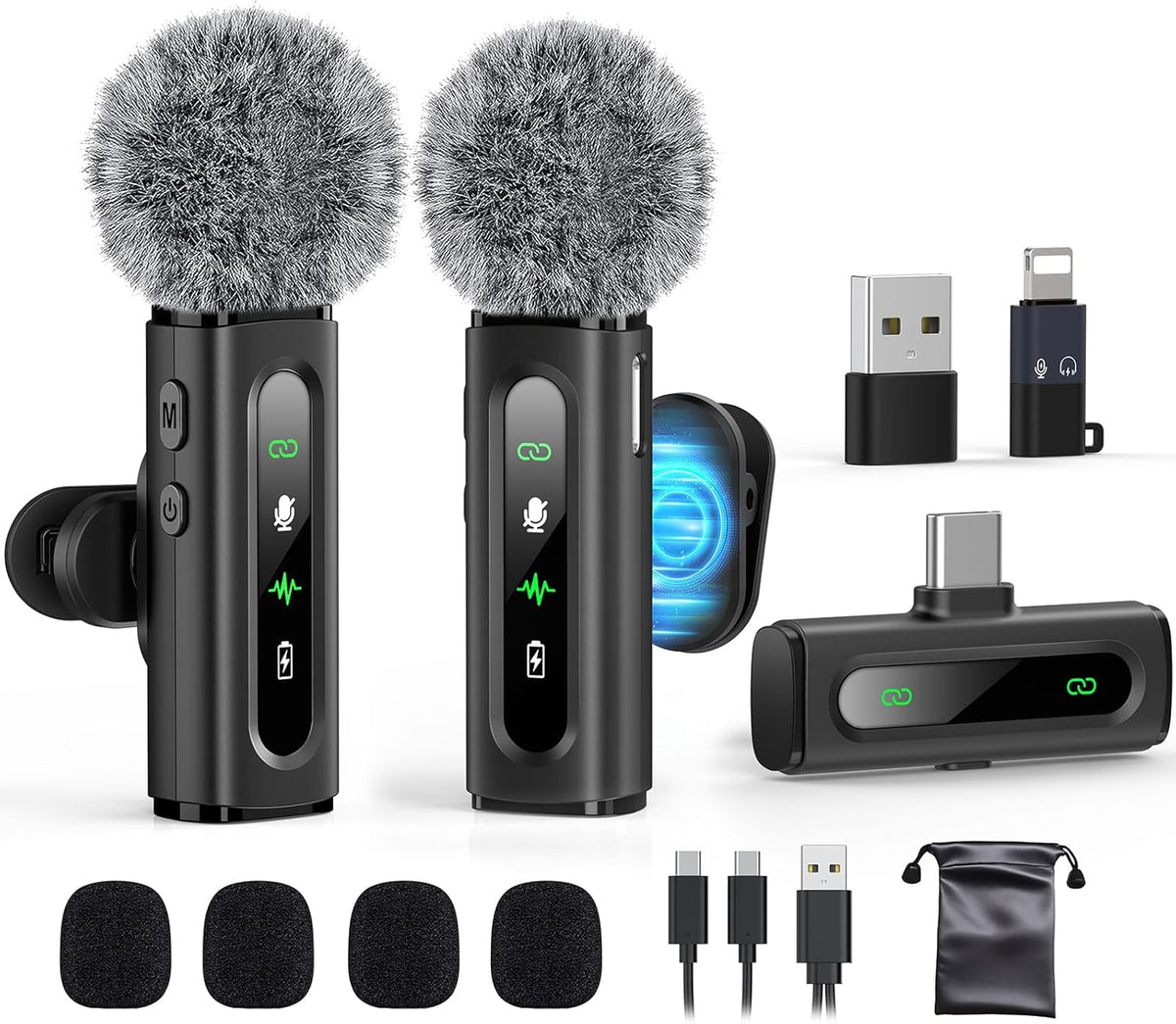 USB-C Wireless Lavalier Mic – Clip-On Mini Mic with Noise Cancellation