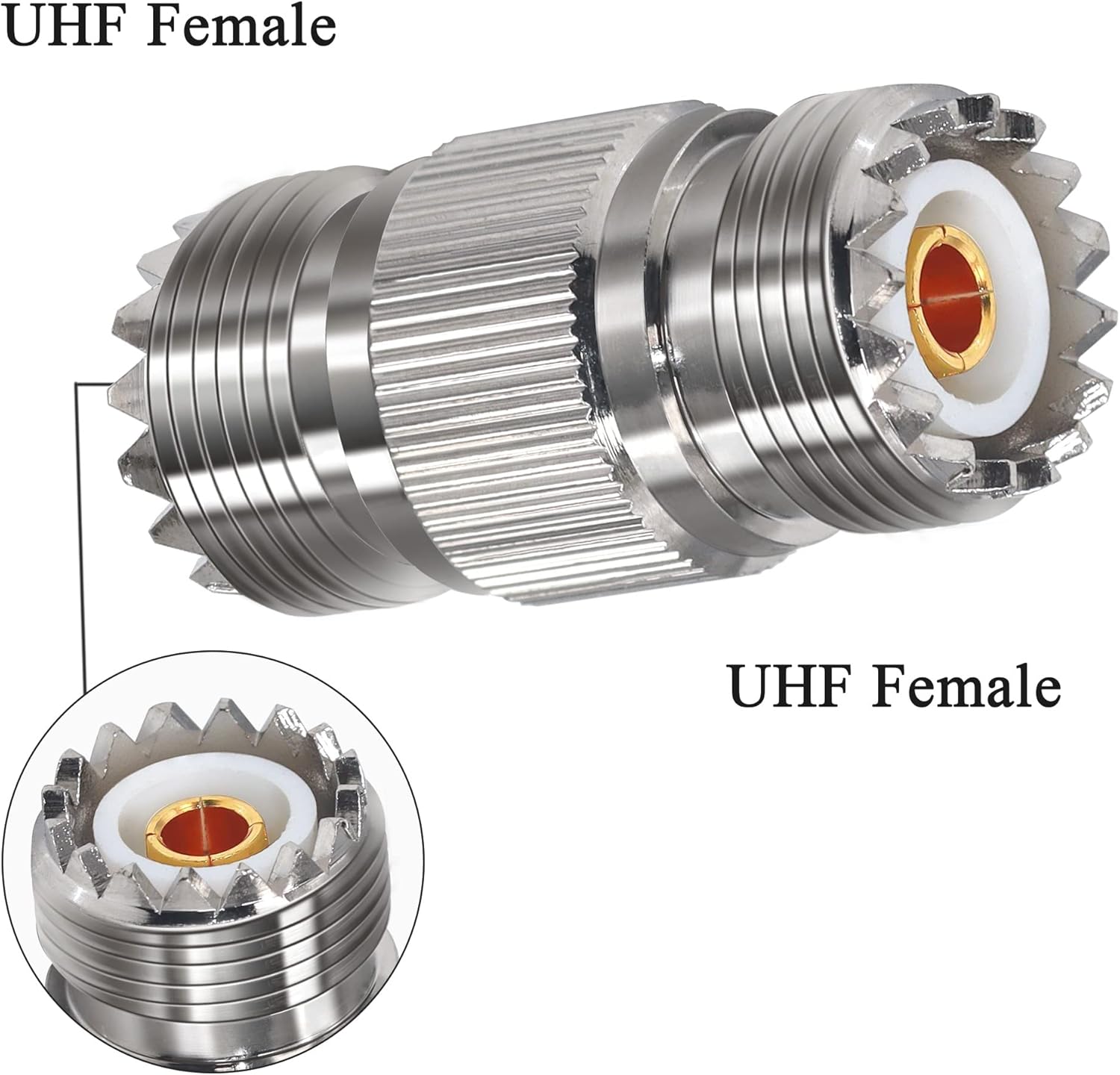 SO239 Female-to-Female UHF Coax Adapter (1-Pack)