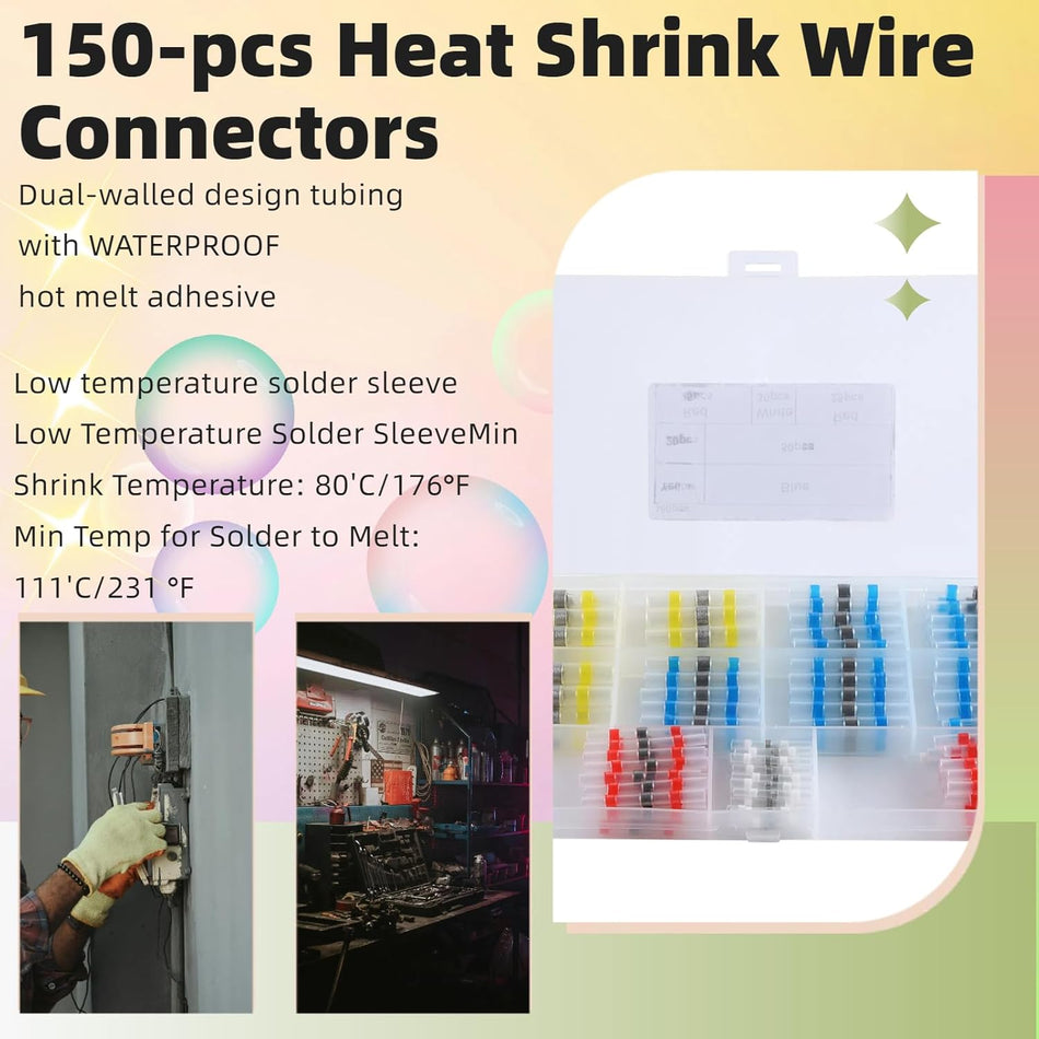 150 PCS Heat Shrink Solder Connector Kit