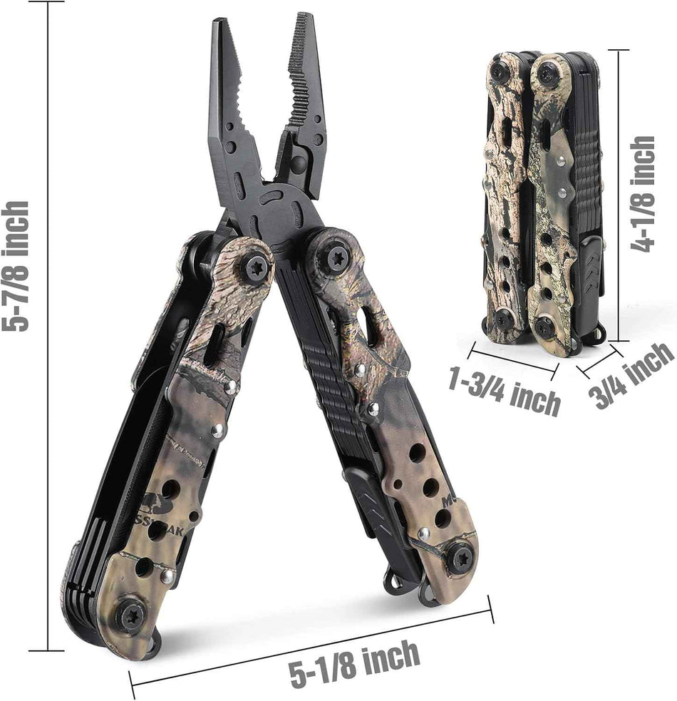 MOSSY OAK 13-in-1 Multitool Pliers with Pocket Knife & Sheath