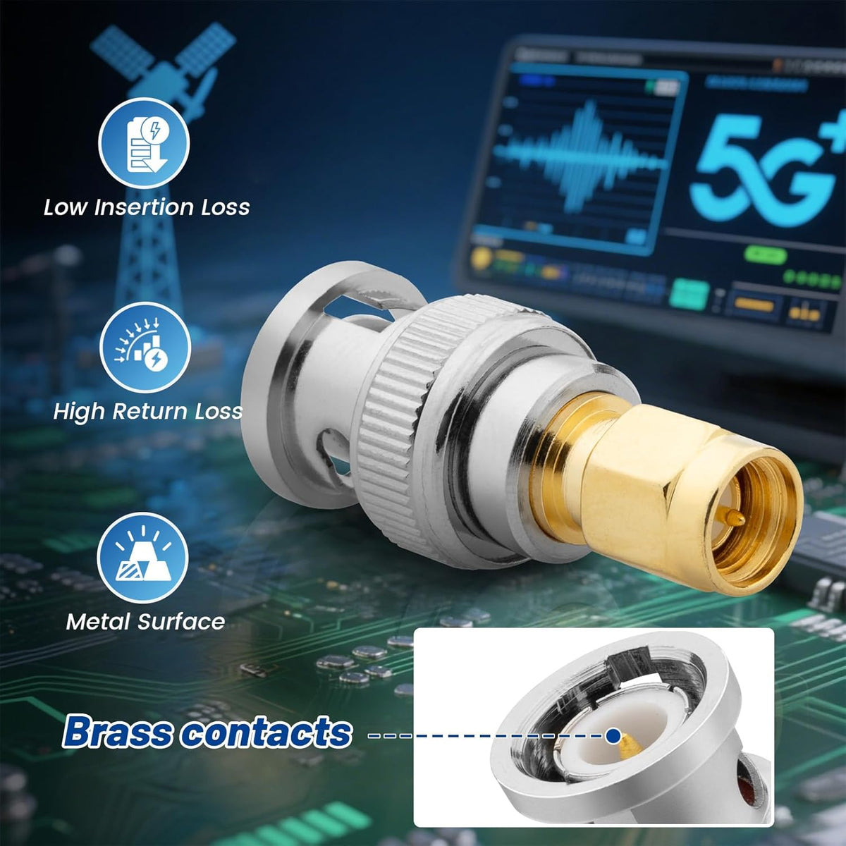 ALL SMA to BNC Adapter's 50 Ohm Gold Plated Brass